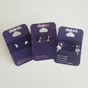 Set of 3 silver and rose gold stud earrings